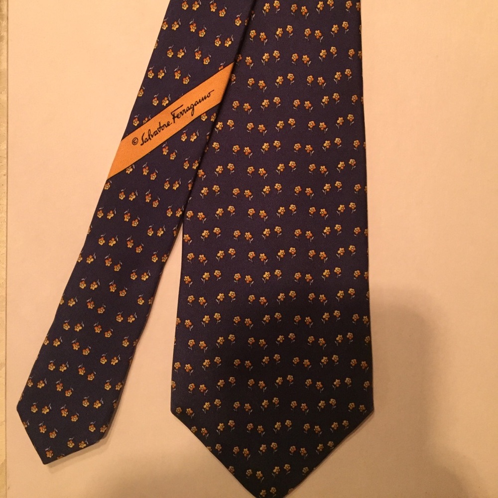Salvatore Ferragamo Blue “Daisies” Tie- AUTHENTIC
